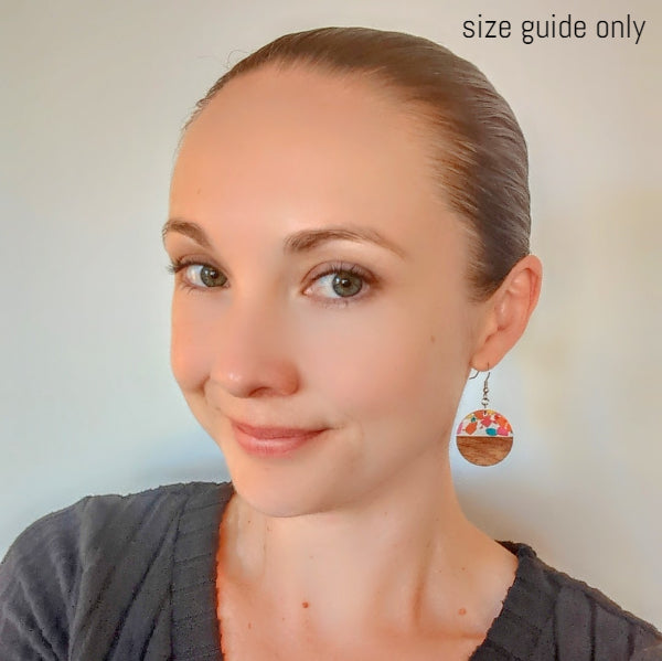 Women wearing confetti Drops as a size guide.