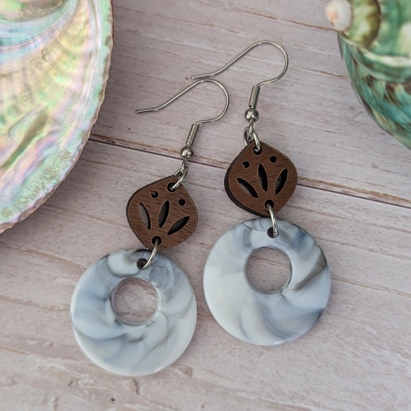 Cosmos Dangles - Wood & Resin Earrings