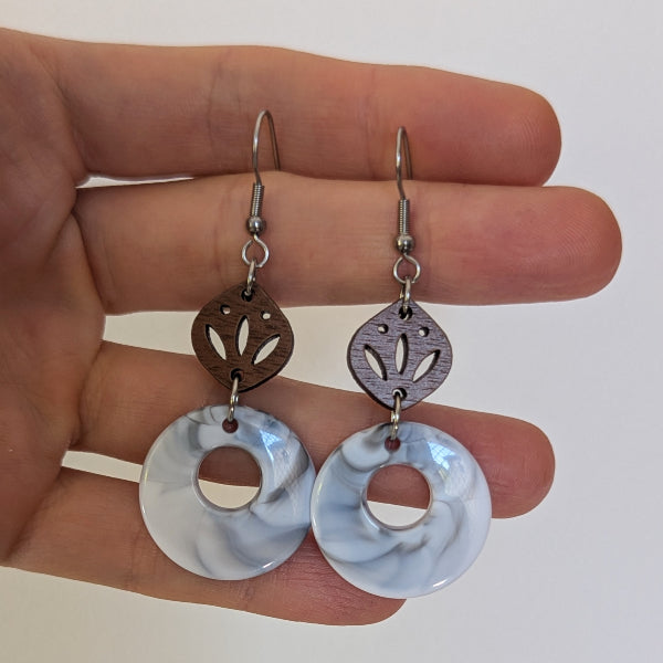 Cosmos Dangles - Wood & Resin Earrings