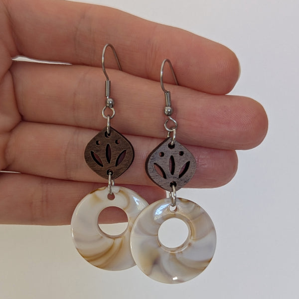 Cosmos Dangles - Wood & Resin Earrings