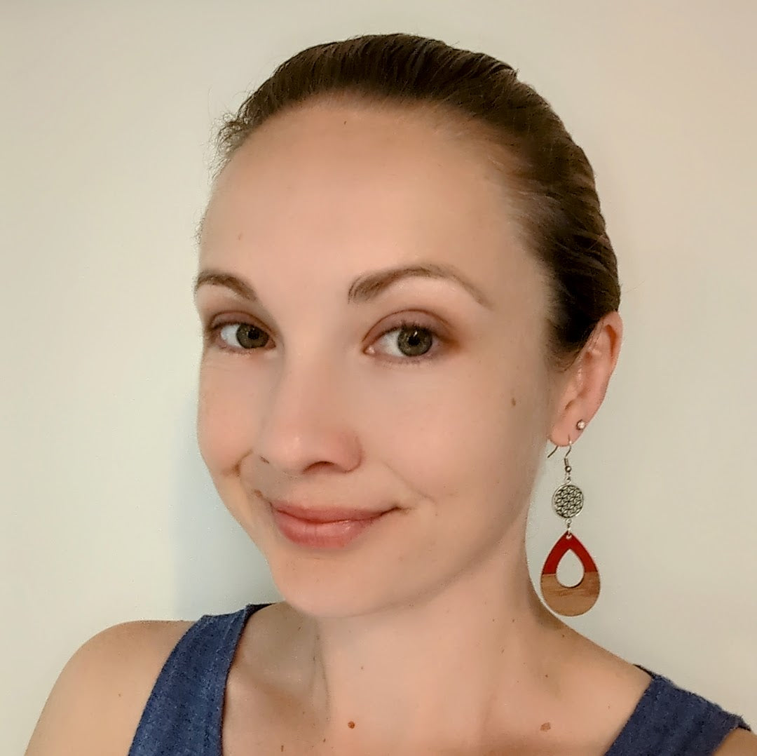 Women wearing Ella Dangles as a size guide.