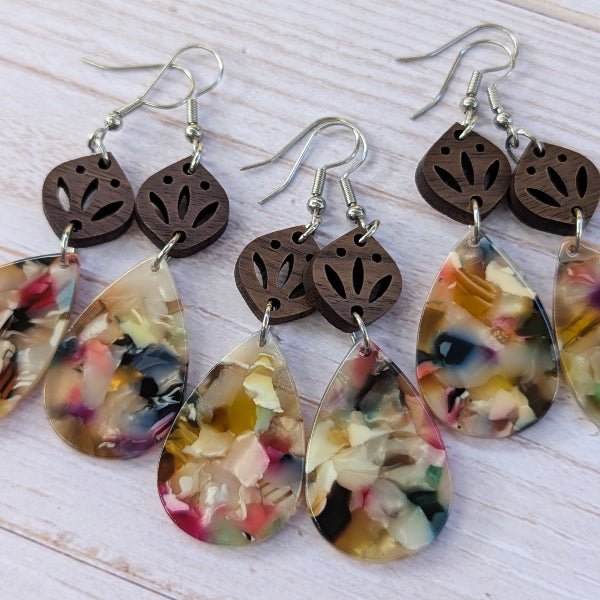 June Dangles - Wood & Resin Earrings