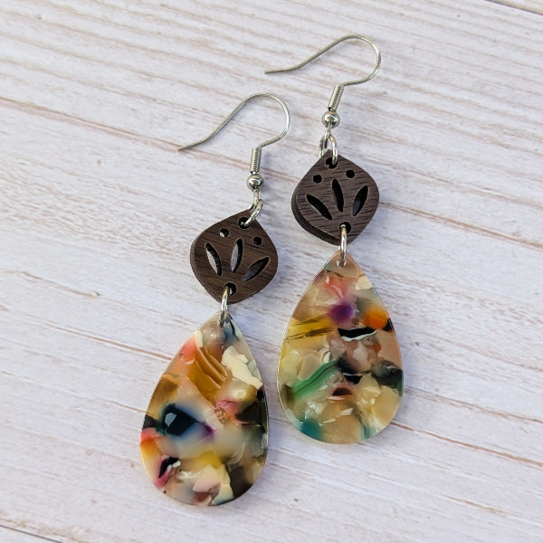 June Dangles - Wood & Resin Earrings