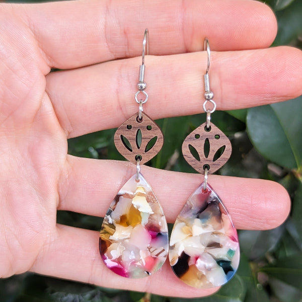 June Dangles - Wood & Resin Earrings
