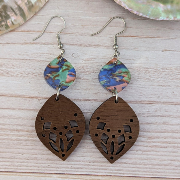 Lagertha Dangles - Wood & Acrylic Earrings