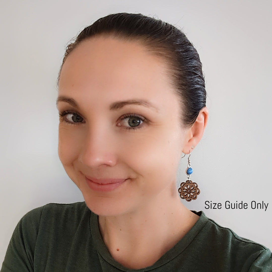 Women wearing Sophia Dangles as a size guide.