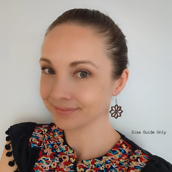 Women wearing Zinnia Drops as a size guide.