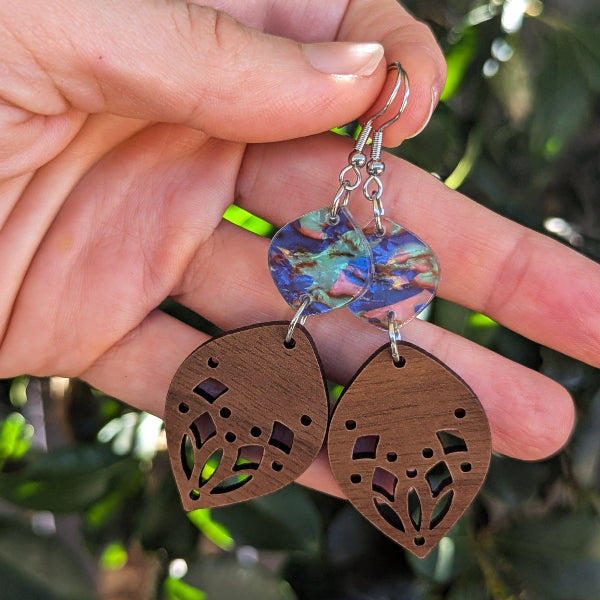 Lagertha Dangles - Wood & Acrylic Earrings