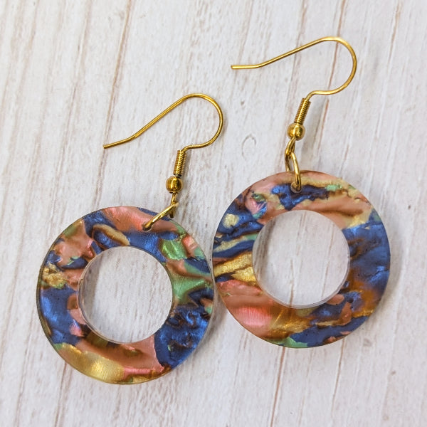 Colourful Acrylic circular earrings. 